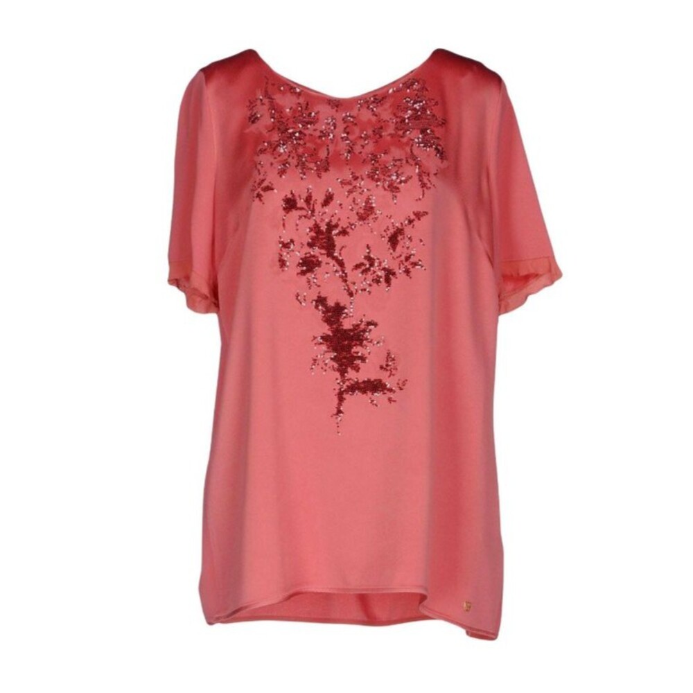 VDP Collection Sequin Embellished Pastel Pink Blouse SZ 46/10 Tunic Italy $ 680